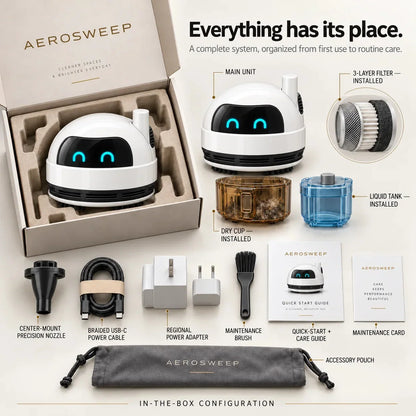 AeroSweep complete in-box configuration with corrected taller main-unit proportions